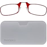 ThinOptics Pod Reading Glasses - Slim Armless Pocket Readers - White, Red 2.5x