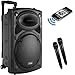 Frisby FS-4050P Portable Rechargeable Bluetooth Karaoke Party Machine PA Speaker System w/ Telescoping Handle & Wheels & 2 Wireless Microphones Echo & AM/FM Radio & USB & SD Slots