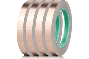 CCHUIXI Copper foil tape for Stained Glass, 1/2 ”x 66FT x 4Rolls, Double-Sided Conductive Tape to Guitar & EMI Shielding, Crafts, Electrical Repairs