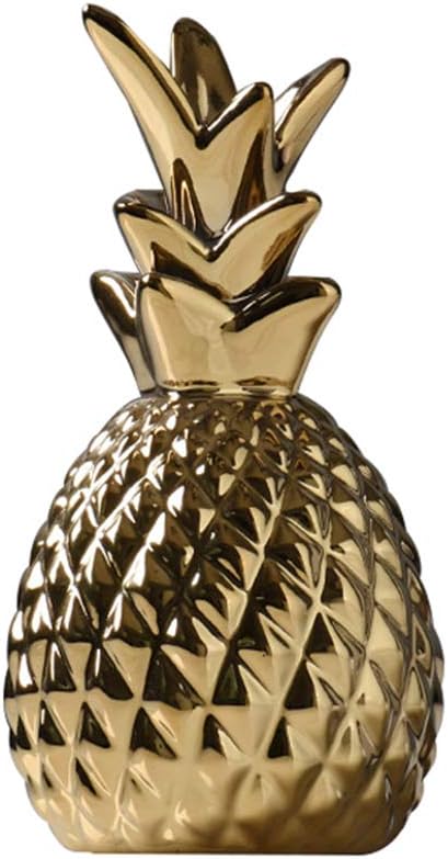 Ceramic Pineapple Statue,Decorative 7.1IN Showpiece Decor for Home,Gift,Office(Golden)