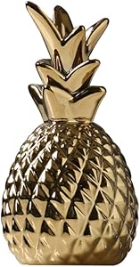Ceramic Pineapple Statue,Decorative 7.1IN Showpiece Decor for Home,Gift,Office(Golden)