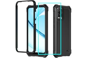AULZAJU BLU View 5 Pro Case With Screen Protector, Front Silicone Bumper Frosted PC Hard Back Full Body Protection, Military Grade Shockproof Cover for BLU View 5 Black
