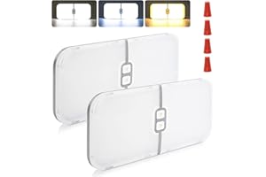 Nusogon 2 Pack RV Lights Interior 1800LM, 3 Color Dimmable 12V Volt Led Lights, Camper Lights 204 LEDs RV Ceiling Dome Light Fixture for RV/Camper/Car/Trailer/Boat(Cold +Warm+Natural Light)