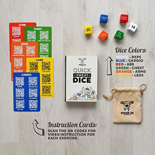 Stack-52-Quick-Sweat-Fitness-Dice-Bodyweight-Exercise-Workout-Game-Designed-by-a-Military-Fitness-Expert-Video-Instructions-Included-No-Equipment-Needed-Burn-Fat-Build-Muscle