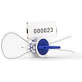 Leadseals(R) Anti-Tamper Twist Tight Roto Security Meter Seals High Electric Security Utility Plastic Padlock Gas Meter Seals Numbered (Pack of 100 PCS) with Stainless Wire (100 m) (Blue)