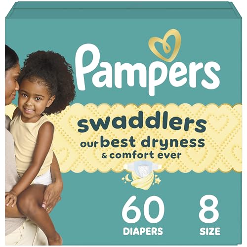 Pampers Swaddlers Diapers, Size 8 (30+ lbs), 60 Count, Hypoallergenic, Absorben…