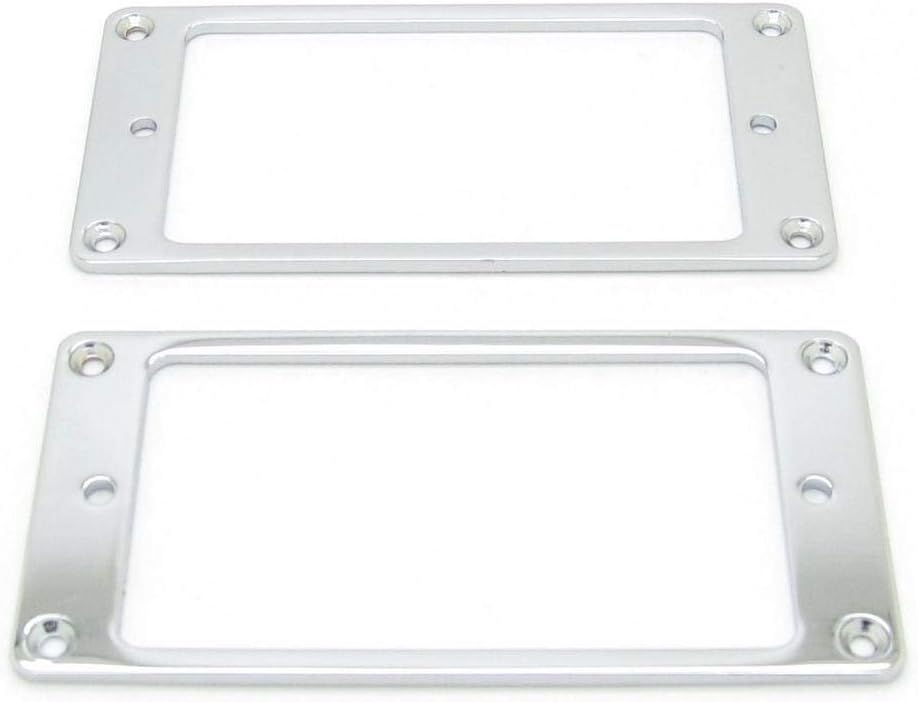 Pxyelec Chrome Metal Flat Electric Guitar Humbucker Pickup Ring, Thicknes 2mm Frame Mounting Ring Pack of 2