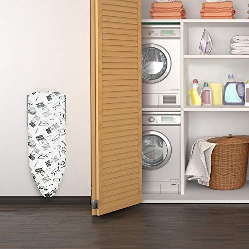 Duwee 14"x41" Wall Mounted and Door Mounted Ironing Board with Heat Resistant Cover and Thicken Felt Padding,with Unique Supporting Arm and Automatic Locking System - Thumbnail 2