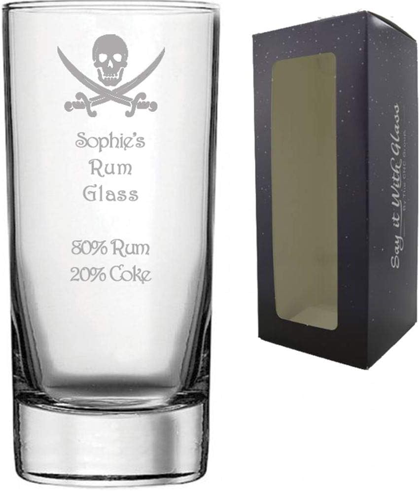 Personalised Engraved Rum Hi Ball Glass, Perfect Gift for Rum Drinkers