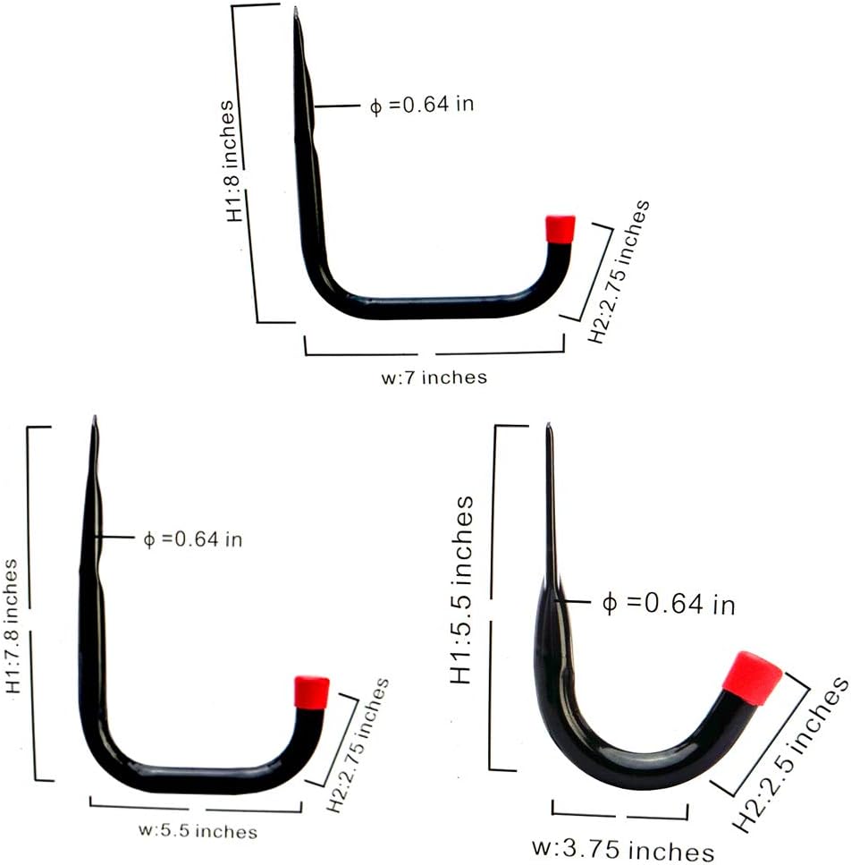 6 Pieces Heavy Duty Garage Storage Utility Hooks,Multipurpose Garage Storage Hooks,Wall Hook,Heavy Duty Garage Hooks Set,for Wall Mounting Device Hook Bracket,Ladder,Tools, Chair and Hose - Image 4