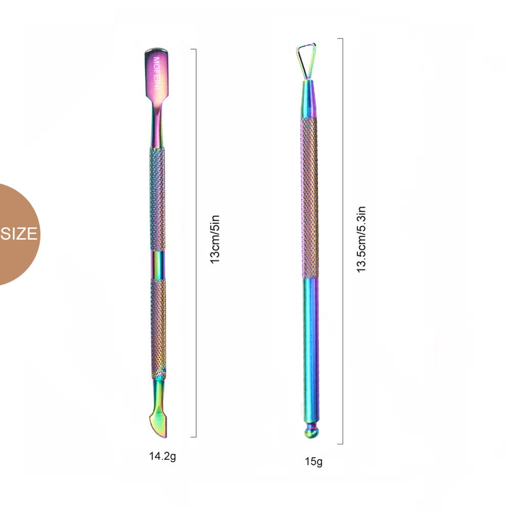 Cuticle Pusher and Cutter Set - 2 Pcs Professional Grade Stainless Steel Cuticle Remover Cuticle Peeler Scraper, Durable Pedicure Manicure Tools for Fingernails & Toenails: Beauty