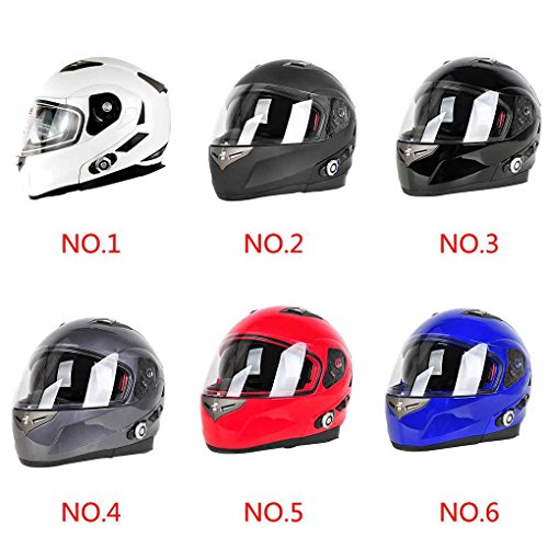 Egal Motorcycle Safety Helmets Motorbike Flip up Dual Visors Full Face Helmet with Bluetooth Intercom Headset FM blue M
