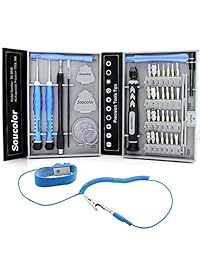 Soucolor   Juego de destornilladores de precisión de 41 piezas, kit de destornillador magnético, kit de herramientas de reparación y correa de muñeca antiestática para iPhone, teléfono móvil, tableta, iPad, PC, ordenador portátil, MacBook