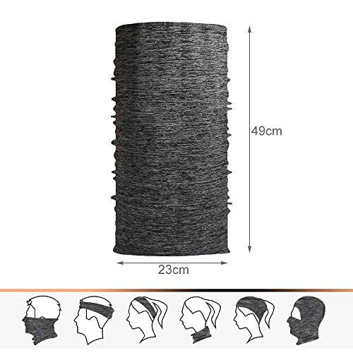 CESHUMD Face Cover Neck Gaiter Multifunctional Headwear Bandana Headband Scarf,Sunscreen and UV Protection Bandana,Balaclava, Neck Tube Scarf for Yoga,Cycling,Running (Grey)