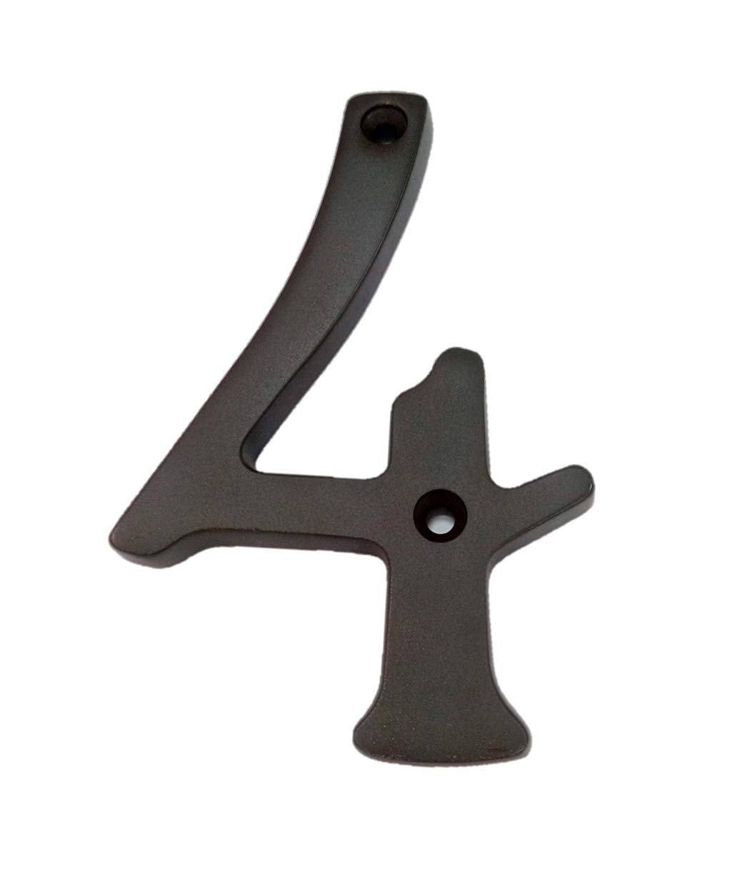 QCAA Traditional Heavy Forged Brass House Number, 6", 4, US10B Oil Rubbed Bronze, 1 Pack, Made in Taiwan