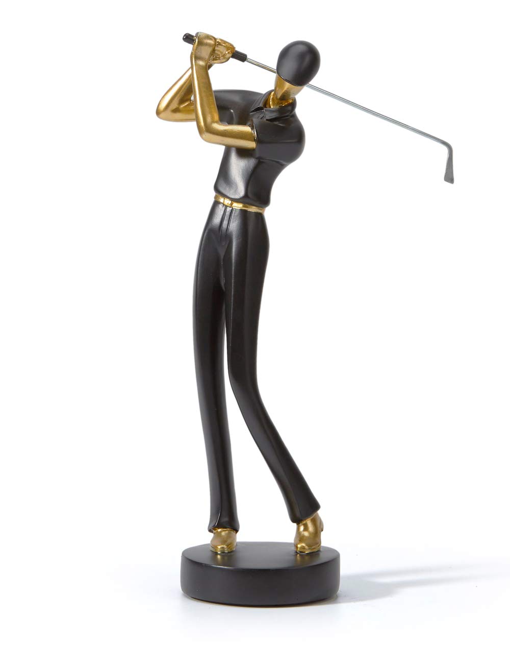 Amoy-Art Golf Figurine Statue Golfer Sculpture Gifts Modern Decor Arts Home Ornament Table Centerpiece Crafts Polyresin Black 24cm