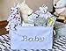 Storage Basket for Nursery, Baby girl or boy, White Canvas fabric Storage Bin with Gray Embroidering. Perfect as Nursery Organizer and Storage, Decorative storage box. Great Baby Shower Basket idea.