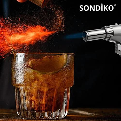 Sondiko Powerful DUAL Style Flame Butane Torch, Triple Adjustable Flame