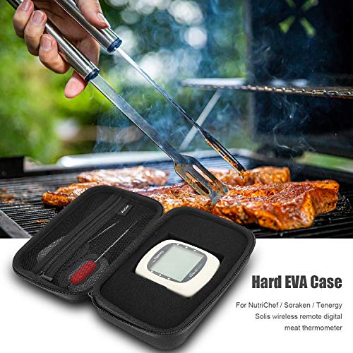 ProCase Carrying Case for Cooking Thermometer Soraken NutriChef PWIRBBQ80 Inkbird IBT-4XS / IBT-4XP / IBT-2X Nobebird BBQ Grill Digital Meat Thermometer Hard Travel Case –Black