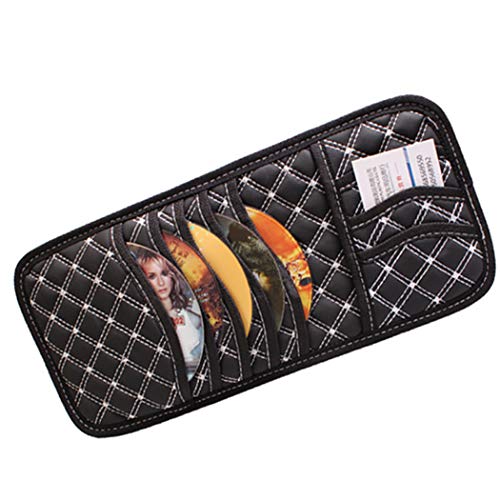 CD Case, COOFIT Portable 5 Capacity CD Wallet DVD Case Sun Visor Organizer Auto Accessories