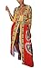 Aro Lora Women's African Print Deep V Neck 3/4 Sleeve High Slit Dashiki Long Maxi Dress X-Large Red