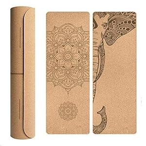 LIUJUAN 5Mm Yoga Mat Unique Design Natural Cork Tpe Yoga Mat Sports Mats Pilates Slim Aerobic Exercise Pads Non-Slip Absorb Sweat Odorless Mat
