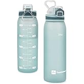 Teentumn Time Marker Water Bottle Gym, 30oz Large Durable Bottle for Workout Sport Travel Water Tracker (Pack of 1)