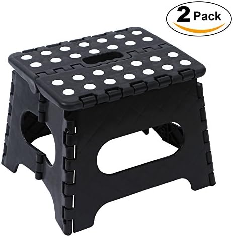Maddott Super Strong Folding Step Stool for Home and Kitchen, 8x6x7.5inch, Holds up to 180 Lb, Pack of 2, Black
