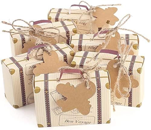 mciskin Set de 60 Cajas para dulces bombones Caja kraft de boda regalo Rústico,novio y