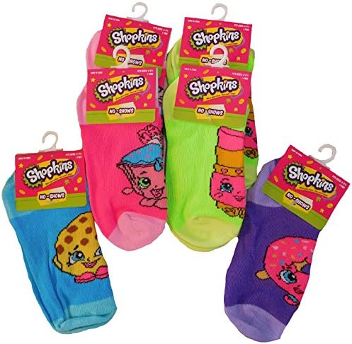 Shopkins Character No Show Socks 6 Pair Multi Pack Size 6-8.5