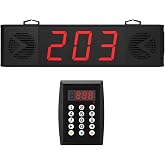 Wireless Queue Calling System with Voice Broadcast Three-Digit Screen, Remote Control Keyboard Waiting Number System for Restaurant, Cafe, Hospital, Bank, Home, Bar (Plug in to Use)