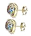 LOYALLOOK Womens Stainless Steel Gold Post Stud Earrings Multi-Color Square Stone Ear Piercing Earrings Golden Tone