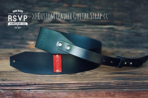 Custom Leather Guitar Strap, Acoustic, Electric, Bass, Dobro, Banjo, Adjustable, Handmade personalized gift, Mustache, Customize name, initials