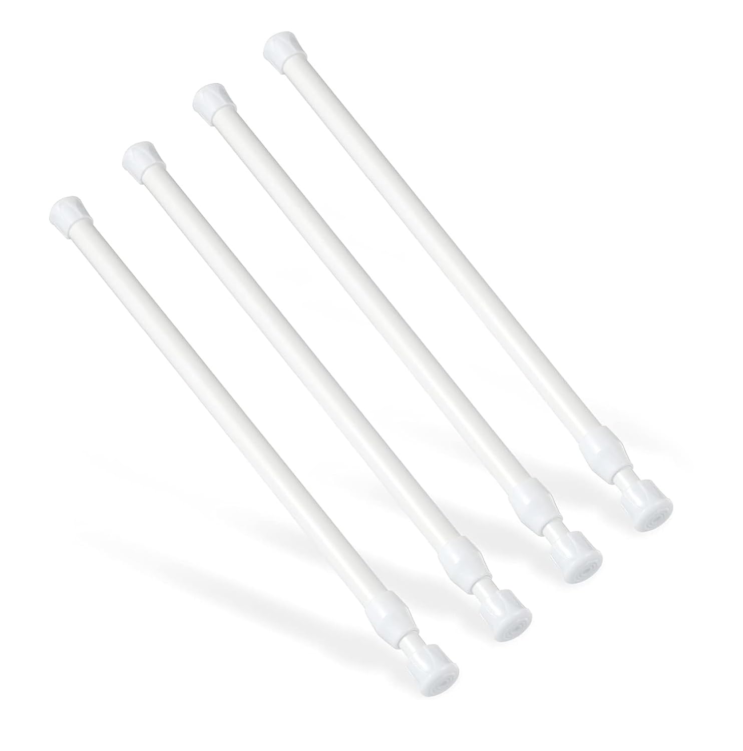 Goowin 4 Pcs Tension Rod, 30-50cm Tension Rods for curtains, No Drilling Rustproof Spring Adjustable Tension Curtain Rod for Windows Bookshelf Wardrobe Bars, Drying Support Rods (White)