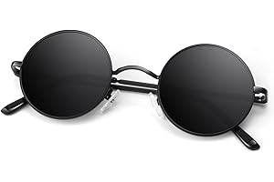 ANZIW Round Polarized Sunglasses Men Women,Retro Metal Hippie Shades with 100% UV Protection