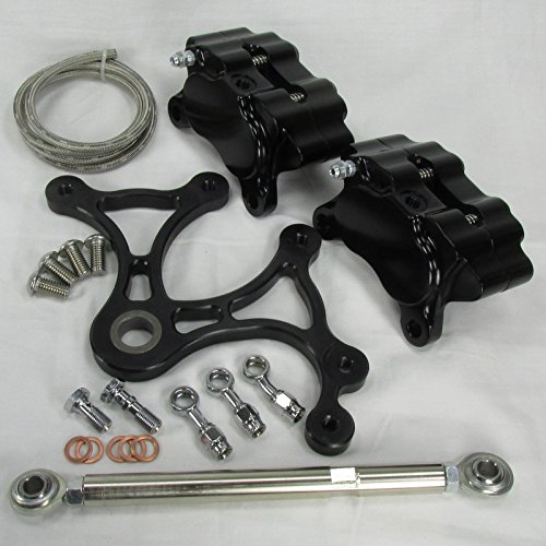 Buy Dual Rear Brake Caliper FULL KIT BLACK Billet 4Piston Calipers