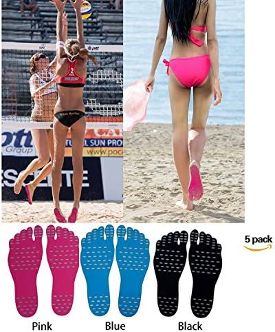 Barefoot Beach Invisible Shoes, Nakefit Adhesive Pad，Portable Foot Stickers Men &amp; Women General,Waterproof,Non-Slip,Anti-cutting .5 Pairs