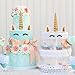 Gold Unicorn Cake Topper Set Include Unicorn Horn, Ears and Eyelashes for Unicorn Party Baby Shower Wedding Birthday Decorations, 10 Pieces Totally
