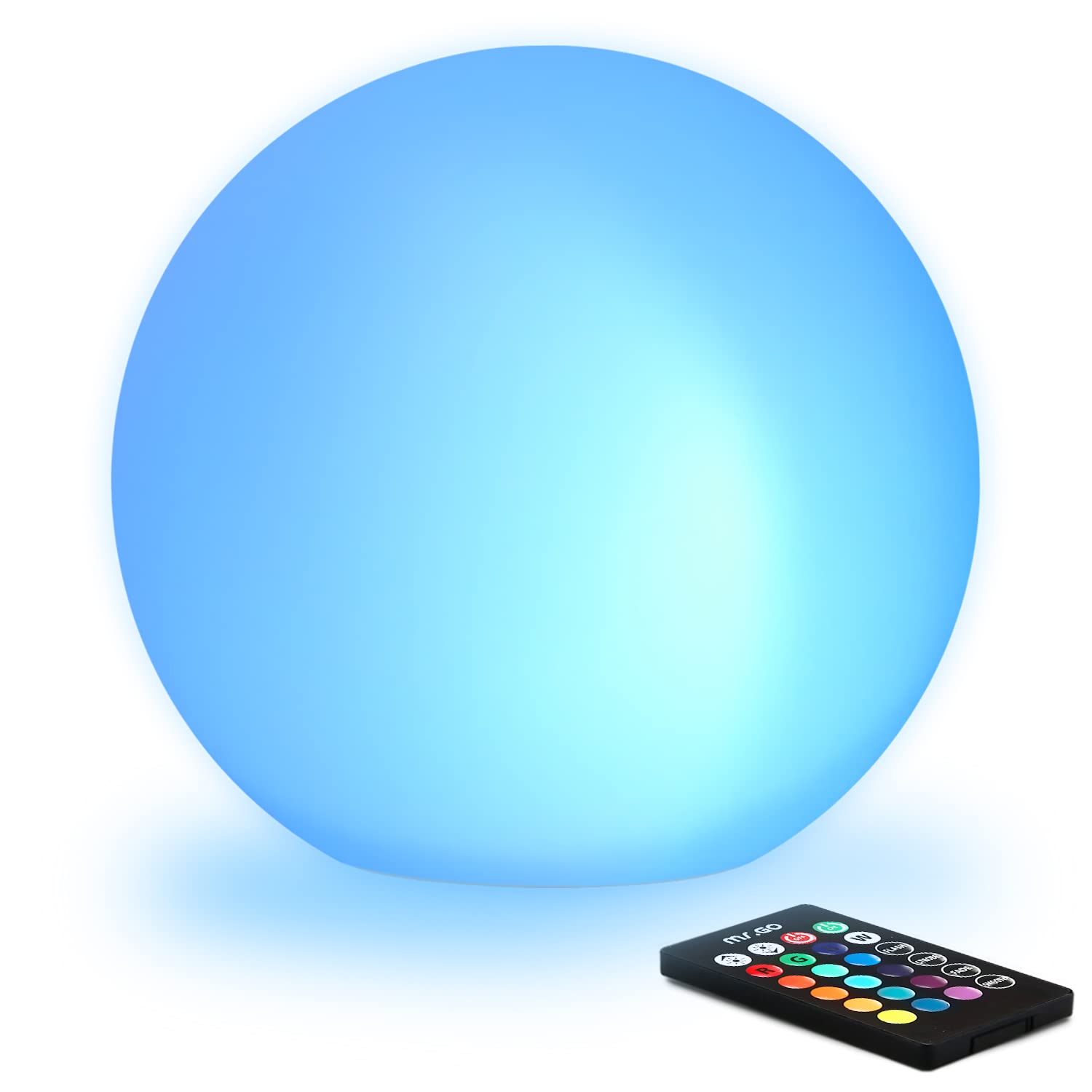 Photo 1 of ***(MISSING THE RIGHT POWER CORD AND REMOTE)***Mr.Go 8-inch Ultra-Fun LED Glowing Ball Light w/Remote, RGB Color Changing Globe Mood Lamp, 16 Colors 8 Brightness 4 Lighting Modes, Waterproof, Rechargeable & AC Adapter Power, Stunning Light Orb