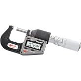 Starrett Electronic Micrometer, 0-1" Range, .00005" Resolution | Inch/Metric, LCD Display, Without Output - One-Piece Friction Thimble, Automatic Off 3732.1XFL-1