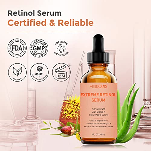 Retinol Serum for Face, B5 Herbal Resurfacing Retinol Serum with Vitamin C, Vitamin E, Hyaluronic Acid, Serum for Anti-Aging, Wrinkle Smoothing, Dark Spot Corrector, Brighten Dullness