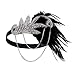 BABEYOND 1920s Flapper Headband Roaring 20s Great Gatsby Headpiece Black Feather Headband 1920s Flapper Gatsby Hair Accessories for Party Prom