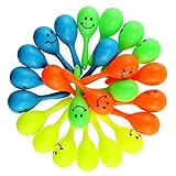 Bright and Colorful Party Favors, Noisemaker for New Years Party, 24 Mini Plastic Smiley Maracas For Kids Girls Boys Music Party Noise Maker - For Mexican Fiesta, or Classroom Musical Instrument