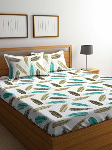 Cortina 104 TC Cotton Double Bedsheet with 2 Pillow Covers - Multicolour