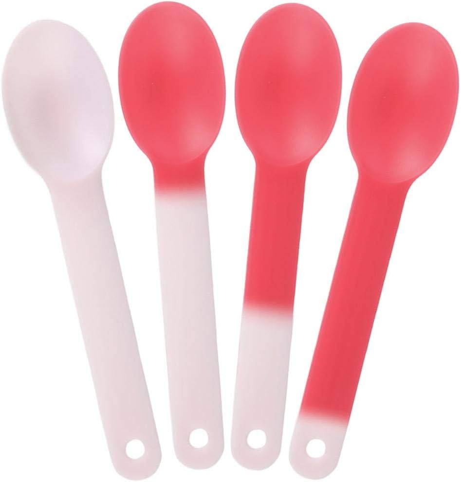 [25 Count] XL Color Changing Plastic Spoons - Changes From White To Red - Changes Color When Cold! Extra Durable Birthday Party Spoons - Frozen Dessert Supplies - Made in USA! …