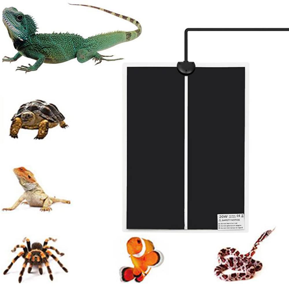 LASIEYO Reptile Heating Mat, Waterproof Pets Heat Pad Under Tank Terrarium with Temperature Control, Safety Adjustable Mat for Amphibians Turtle,Snakes,Lizard,Gecko Plants Seeding