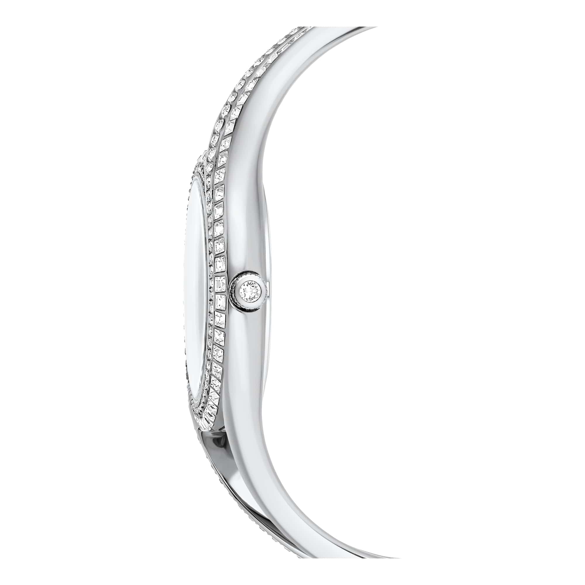 Swarovski Hyperbola Bangle Watch, Swiss-Made & Water-Resistant Stainless Steel Wristwatch, Silver-Tone Finish with Clear Crystals & Metal Bracelet Strap, Part of The Hyperbola Collection