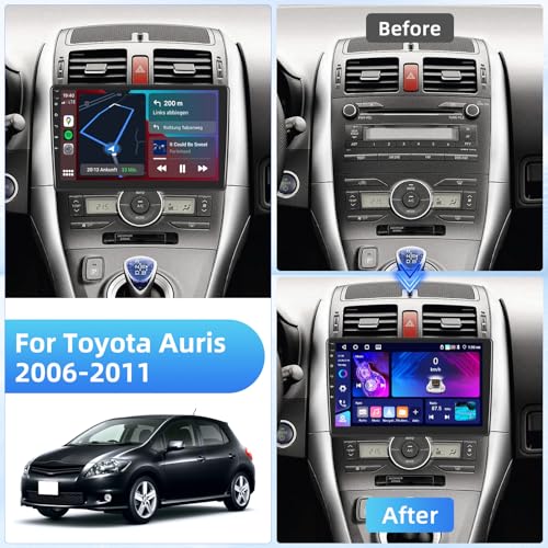 4+64GB Android 15 Car Radio for Toyota Auris 2006-2011 Wireless Carplay Android Auto, Touch Screen 10.1 Inch Bluetooth 2 DIN with GPS, WiFi, RDS FM, EQ, Rear View Camera