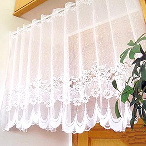 Lcxx 1 Panel Dining Room Rod Pocket White Lace Sheer Curtains