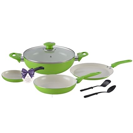 Alda Aluminium Cookware Set, 6-Pieces, Green